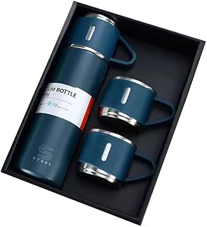 Ensemble thermos à double paroi en acier inoxydable avec 2 tasses en acier