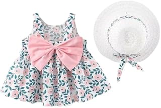 Ensemble de robe d'été à fleurs pour bébé fille, avec chapeau assorti