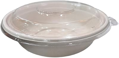 Bol rond beige écologique snh de 946 ml avec couvercle - ensembles déjeuner