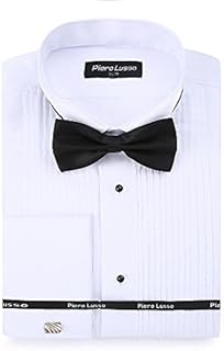Chemise de smoking à col cassé pour hommes piero lusso avec poignets français