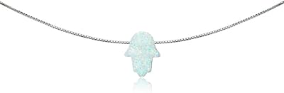 Collier pendentif élégant en argent sterling avec fausse pierre d'agate hamsa main