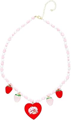 Collier pendentif en forme de coeur ahwan fraise, avec pendentifs et perles fraise
