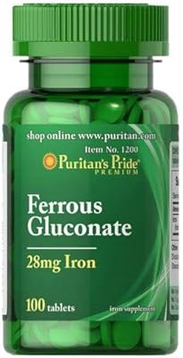 Puritans pride gluconate de fer 28 mg fer 100