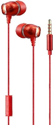 Écouteurs stéréo filaires trands avec microphone, longueur du cordon 1,2 mètres, rouge