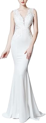 Robe de soirée longue sans manches brodée florale à col en v