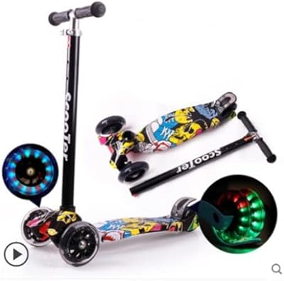 Trottinette à 3 roues pour enfants, mini trottinette réglable avec roues lumineuses led