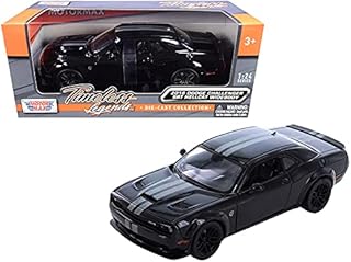 2018 dodge challenger srt hellcat widebody noir avec rayures blanches 1/24 voiture moulée
