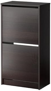 Ikea bissa-armoire à chaussures à deux compartiments, noir, marron-49x93cm