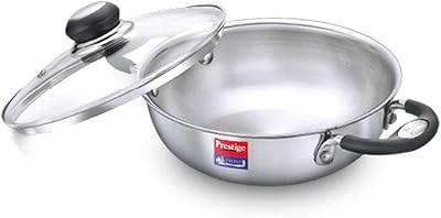 Plateau prestige splendor inox gaz et induction compatible kadai avec couvercle en verre