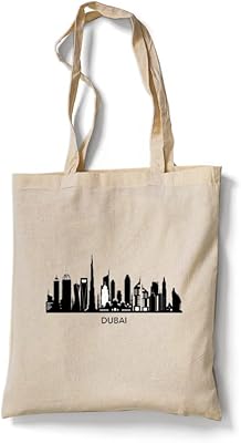 Sac fourre-tout réutilisable en toile de coton écologique/shopping/sac à bandoulière dubai skyline, multicolore