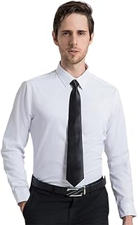 Riox chemise habillée unie à manches longues pour hommes, chemise boutonnée coupe classique