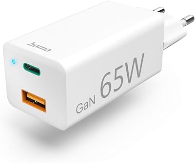 Mini chargeur hama fast 65 watts de gan uk, blanc, 73210293