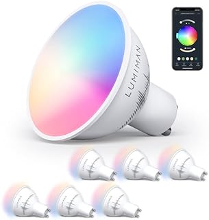 Ampoule intelligente lumiman gu10, projecteur alexa, ampoules led à couleur changeante, 6 pièces