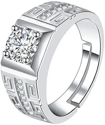 Bague couple couleur argent avec pierre blanche métal sans pierres précieuses