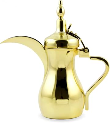 Café arabe dallah en acier inoxydable doré, cafetière, théière, bouilloire à café arabe classique, 18oz dallah. Commandez malin, vivez mieux avec Diaytar