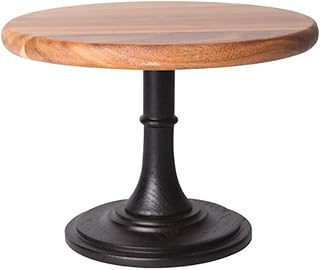 Support à gâteaux à dessert en bois avec base en métal noir mat