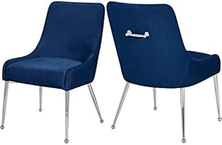Chaise de salle à manger rembourrée en velours meridian furniture avec pieds