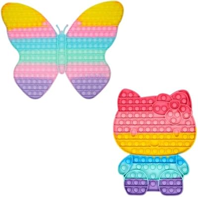 Jouet sensoriel grabmantra papillon et chat pop it grand jouet carré arc-en-ciel cadeau