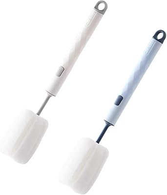 Brosse de nettoyage à tête éponge remplaçable avec long manche en plastique
