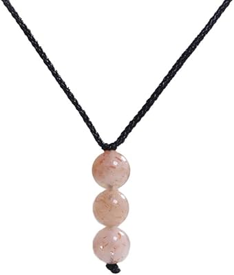 Collier pendentif en perles de pierre de soleil naturelle pour femmes et hommes