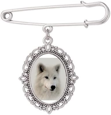 Peau de loup cheveux blanc art déco mode broche robe chemise châle clips