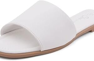 Shoe land emma, sandales plates pour femmes, claquettes à bout ouvert carré, bande unique. Le meilleur rapport qualité-prix du web sénégalais sur Diaytar