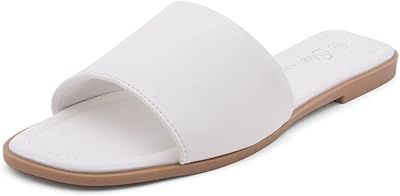 Shoe land emma, sandales plates pour femmes, claquettes à bout ouvert carré, bande