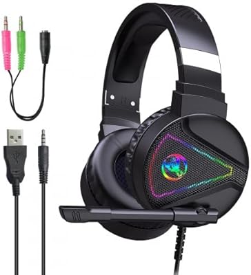 Casque filaire hxsj f16 à isolation phonique, éclairage rvb sensible, usb 2.0 3,5