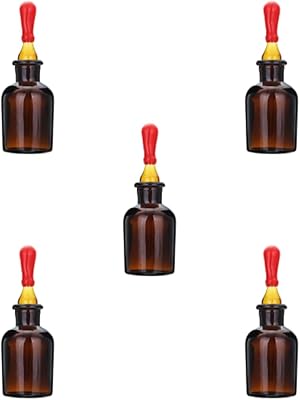 Lot de 5 compte-gouttes en verre ambré pour le stockage des réactifs