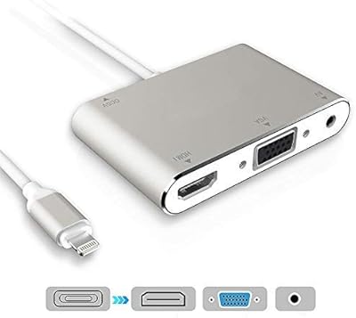 Adaptateur av hdmi vga, convertisseur audio vidéo pour iphone vers adaptateur hdmi vga