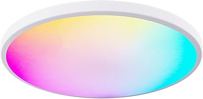 Plafonnier led rgb polychrome moderne ikam, télécommande app bluetooth, commande vocale intelligente, minuterie