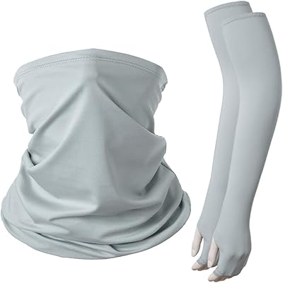 Hismart bandana d'été avec protection uv, cache-visage, cache-cou et manches de bras rafraîchissantes