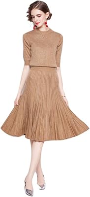 Shesmika - tunique plissée pailletée à manches 3/4 - ensemble robe deux pièces