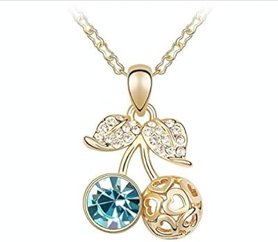 Collier plaqué or 18 carats parsemé de cristaux swarovski bleus swr-439