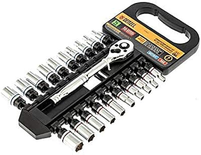 Jeu de douilles denzel 20 en 1 avec tournevis à cliquet - 1/4"