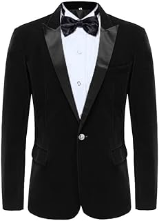 Blazer en velours coupe ajustée à un bouton pour hommes, manteau de smoking