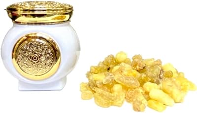 Parfum original hujar luban d'amman par frankensis, pot blanc et or, 75 grammes