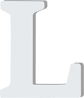Lettre murale décorative en bois r-moment l par hcr, blanc, hcr-4704l