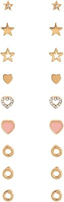 Un ensemble diversifié de boucles d'oreilles en métal composé de 9 boucles d'oreilles