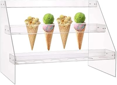 Présentoir de cône de service de crème glacée en acrylique transparent pour buffets