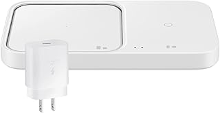 Chargeur rapide sans fil samsung 15 w - double chargement pour deux appareils à la fois, base de chargement sans fil pour téléphones et appareils galaxy, câble usb c et chargeur de voyage inclus - blanc. Diaytar : Des offres irrésistibles chaque jour