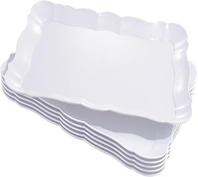 Ensemble de 6 tables de service rectangulaires en plastique blanc 15"