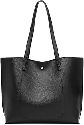Grand sac fourre-tout en similicuir souple pour femme avec pompon