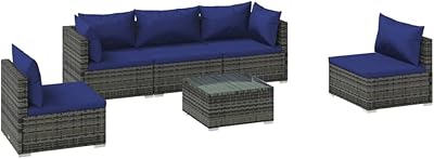 Ensemble de salon de jardin vedaxl 6 pièces avec coussins pour mobilier d'extérieur