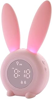 Réveil lapin rose, réveil lumineux lapin de dessin animé, lampe de lit led