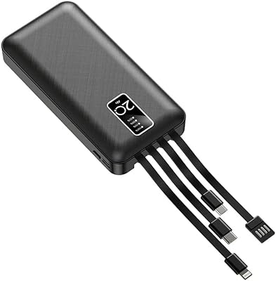 Banque d'alimentation 20 000 mah câble de chargeur portable intégré usb type c