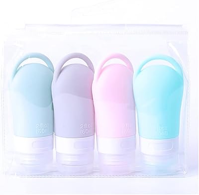 Ensemble de 4 flacons de voyage en silicone étanches (60 ml) pour shampoing