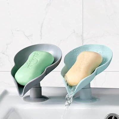 Porte-savon auto-drainant en forme de feuille porte-savon à ventouse pour salle