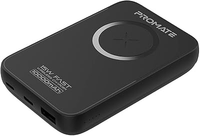 Banque d'alimentation magnétique sans fil promate 10 000 mah, charge rapide magsafe 15