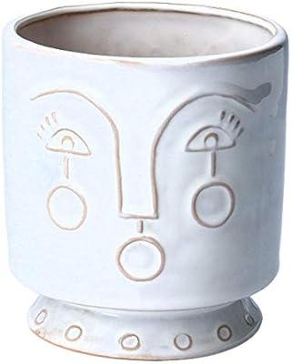 Petit pot de fleurs blanc en céramique gisela graham avec impression du visage. Diaytar : Où vos envies rencontrent votre budget